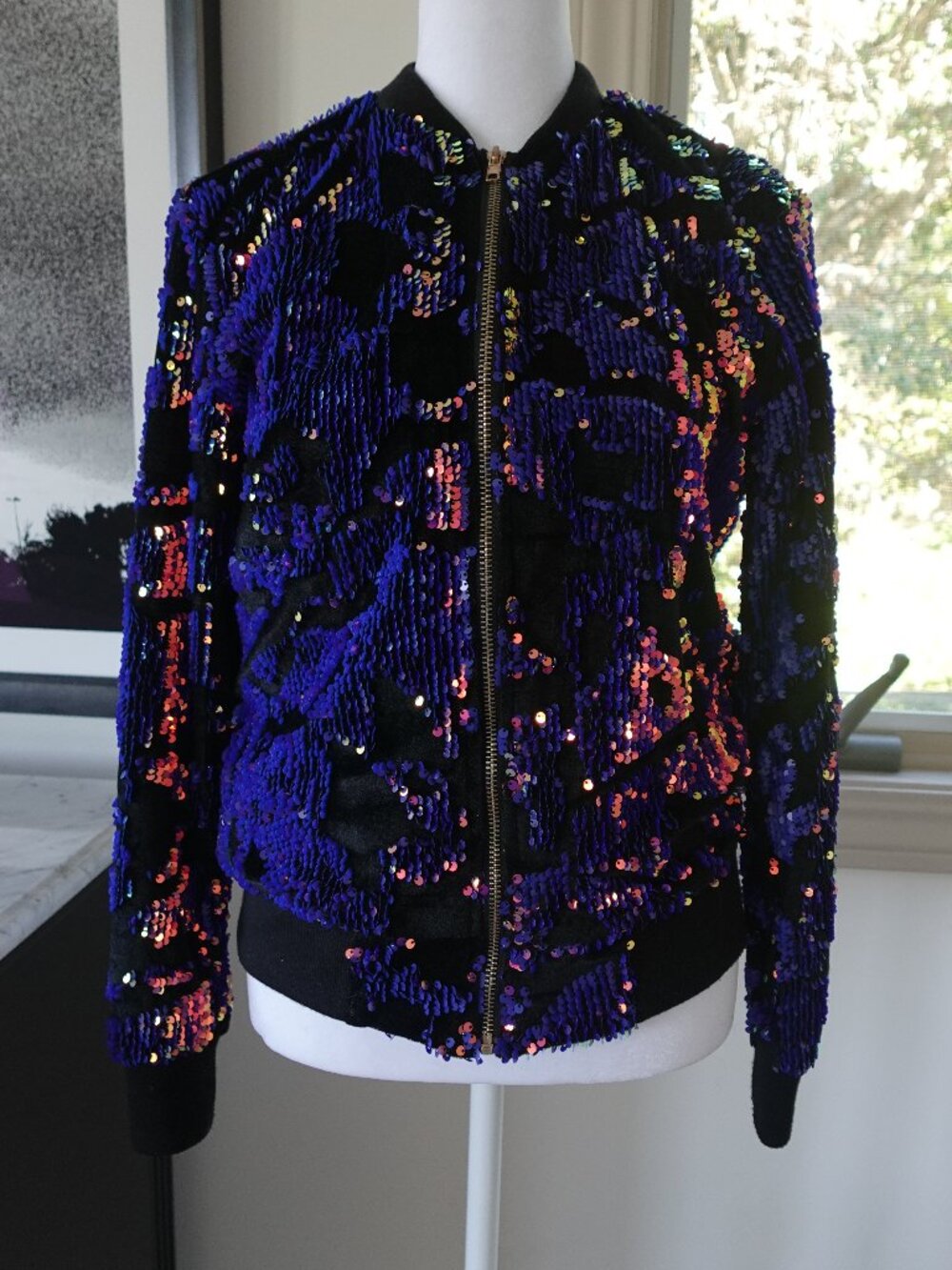 Charlotte Russe reverse sequin bomber jacket